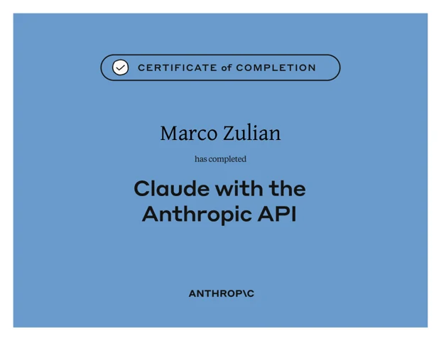 Attestato di completamento · Anthropic