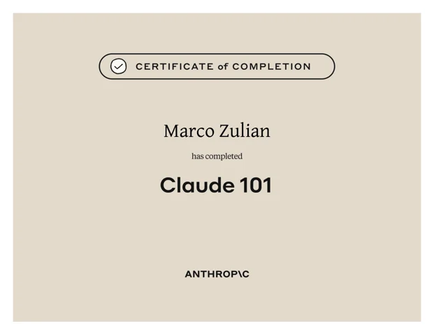 Attestato di completamento · Anthropic
